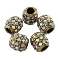 Rhinestone Zinc Alloy Beads, Drum, antique bronze color plated, with rhinestone Approx 3mm 