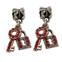 Zinc Alloy Rhinestone Pendants, Lock and Key, antique silver color plated, with rhinestone Approx 1mm 