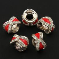 Rhinestone Zinc Alloy Beads, silver color plated, enamel & with rhinestone Approx 2.5mm 