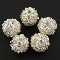 Granos de la aleación del Zinc de diamante de imitación, aleación de zinc, Esférico, chapado en color de plata, con diamantes de imitación, 15x15x15mm, agujero:aproximado 2mm, 10PCs/Bolsa, Vendido por Bolsa