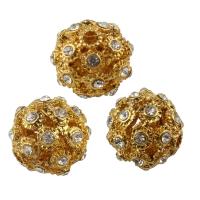 Granos de la aleación del Zinc de diamante de imitación, aleación de zinc, Tambor, chapado en color dorado, con diamantes de imitación, 8x8x8mm, agujero:aproximado 1mm, Vendido por UD