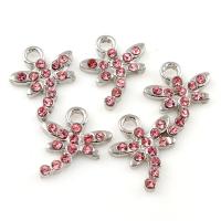 Zinc Alloy Animal Pendants, Dragonfly, platinum color plated, with rhinestone Approx 1mm 