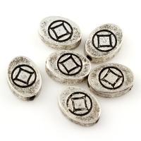 Zinc Alloy Jewelry Beads, Flat Oval, antique silver color plated Approx 1mm 