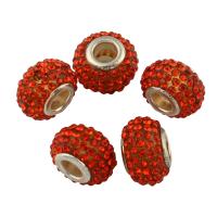 Rhinestone Zinc Alloy Beads, with Clay Pave, Drum, platinum color plated, with rhinestone Approx 3mm 