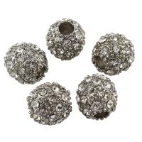 Granos de la aleación del Zinc de diamante de imitación, aleación de zinc, Esférico, chapado en color de plata antigua, con diamantes de imitación, 10x10x10mm, agujero:aproximado 1.5mm, 10PCs/Bolsa, Vendido por Bolsa