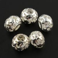 Zinc Alloy Hollow Beads, Drum, silver color plated Approx 2mm 