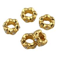 Rhinestone Zinc Alloy Beads, Drum, gold color plated, with rhinestone Approx 2mm 