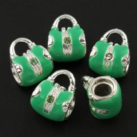 Zinc Alloy Bail Beads, Handbag, silver color plated, enamel & with rhinestone Approx 3mm 