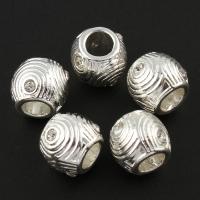 Rhinestone Zinc Alloy Beads, Drum, platinum color plated, with rhinestone Approx 3.5mm 