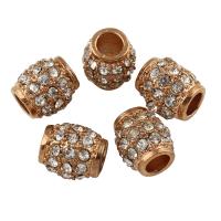 Rhinestone Zinc Alloy Beads, Drum, rose gold color plated, with rhinestone Approx 2mm 