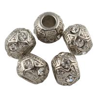 Rhinestone Zinc Alloy Beads, Drum, platinum color plated, with rhinestone Approx 2.5mm 