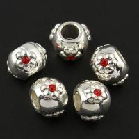 Rhinestone Zinc Alloy Beads, Drum, platinum color plated, with rhinestone Approx 2mm 