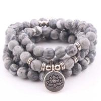 Map Stone Wrap Bracelet, with Zinc Alloy, antique silver color plated, Unisex & frosted Approx 21 Inch 