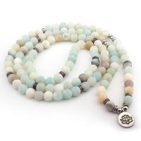 ​Amazonite​ Wrap Bracelet, with Zinc Alloy, antique silver color plated, Unisex & frosted Approx 21 Inch 