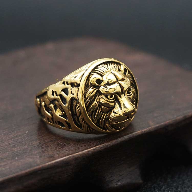 Stainless Steel Finger Ring, Tiger, gold color plated, different size for choice & blacken, Sold By PC