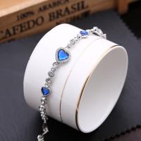 Zinc Alloy Rhinestone Bracelets, with 2inch extender chain, Heart, silver color plated, adjustable & for woman & with rhinestone Approx 6 Inch 