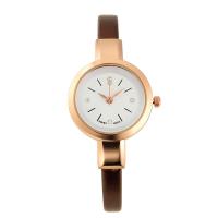 Women Wrist Watch, Zinc Alloy, with PU Leather & Glass, Chinese movement, rose gold color plated, waterproofless Approx 9.5 Inch 