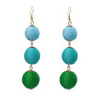 Zinc Alloy Drop Earring, with Cotton Thread, plated, for woman 