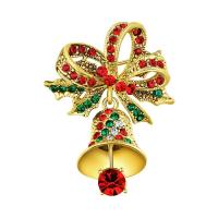 Zinc Alloy Brooch, plated, Christmas jewelry & for woman & with rhinestone 