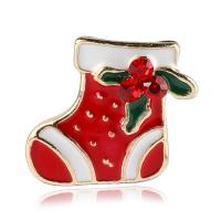 Zinc Alloy Brooch, plated, Christmas jewelry & for woman & enamel & with rhinestone 