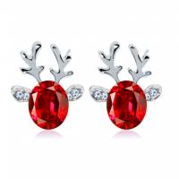 Zinc Alloy Stud Earring, with Crystal, silver color plated, for woman & with rhinestone 