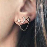 Zinc Alloy Asymmetric Earrings, plated, for woman & with rhinestone 11mm, 70mm 