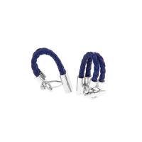 Messing Manschettenknöpfe, mit Lederband, Platinfarbe platiniert, unisex, blau, 14x14mm, verkauft von Paar