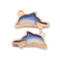 Zinc Alloy Animal Pendants, Dolphin, gold color plated, enamel Approx 1mm 