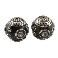 Zinc Alloy Beads, with Indonesia, Round, antique silver color plated, with rhinestone, lead & cadmium free, 20mm Approx 1mm 