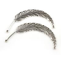 Zinc Alloy Charm Connector, Feather, antique silver color plated, 2/7loop, lead & cadmium free Approx 2mm 