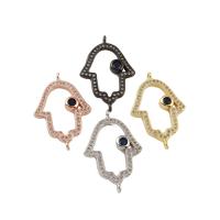 Cubic Zirconia Micro Pave Brass Connector, Hamsa, plated, micro pave cubic zirconia & 1/1 loop nickel, lead & cadmium free Approx 1.2mm 