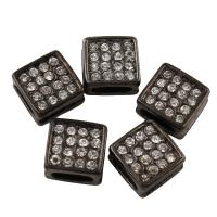 Zinc Alloy Spacer Bar, Squaredelle, plumbum black color plated, with rhinestone Approx 