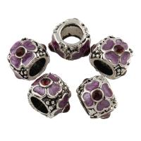 Rhinestone Zinc Alloy Beads, Drum, antique silver color plated, enamel & with rhinestone Approx 3mm 