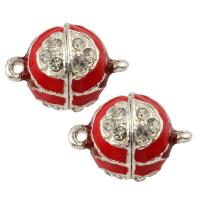 Zinc Alloy Magnetic Clasp, Round, platinum color plated, enamel & with rhinestone Approx 1mm 