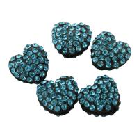 Zinc Alloy Beads, with Clay Pave, Flat Heart, with rhinestone Approx 0.5mm 