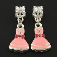 Garment Shaped Zinc Alloy Pendants, Skirt, silver color plated, enamel & with rhinestone Approx 2mm 
