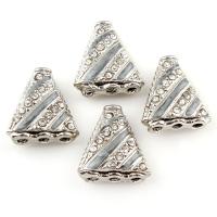 Rhinestone Zinc Alloy Beads, Triangle, platinum color plated, enamel & with rhinestone Approx 1mm 