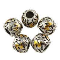 Enamel Zinc Alloy European Beads, Drum, antique silver color plated, without troll Approx 4.5mm 