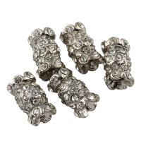 Rhinestone Zinc Alloy Beads, Tube, platinum color plated, with rhinestone Approx 3.5mm 