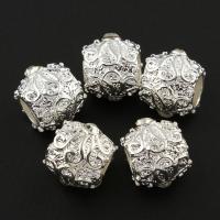 Granos de la aleación del Zinc de diamante de imitación, aleación de zinc, Tambor, chapado en color de plata, con diamantes de imitación, 10x13x11mm, agujero:aproximado 4mm, 10PCs/Bolsa, Vendido por Bolsa