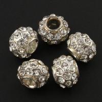 Rhinestone Zinc Alloy Beads, Drum, silver color plated, with rhinestone Approx 4mm 