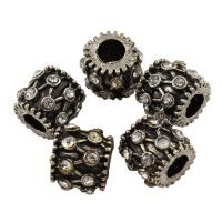 Rhinestone Zinc Alloy Beads, Drum, antique silver color plated, with rhinestone Approx 4mm 