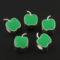 Enamel Zinc Alloy Beads, Apple, silver color plated Approx 4mm 