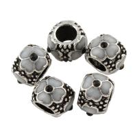 Rhinestone Zinc Alloy European Beads, Drum, antique silver color plated, without troll & enamel & with rhinestone Approx 5mm 