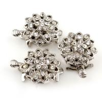 Zinc Alloy Box Clasp, with Stainless Steel, platinum color plated, single hole & with rhinestone Approx 1.5mm 