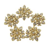 Rhinestone Zinc Alloy Connector, Flower, gold color plated, with rhinestone & 2/2 loop Approx 1mm 