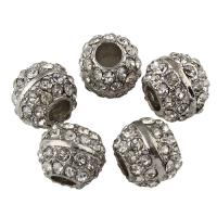 Rhinestone Zinc Alloy Beads, Drum, platinum color plated, with rhinestone Approx 4mm 
