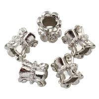 Rhinestone Zinc Alloy European Beads, platinum color plated, with rhinestone Approx 5mm 