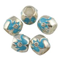 Rhinestone Zinc Alloy European Beads, Drum, platinum color plated, without troll & enamel & with rhinestone Approx 5mm 