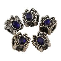 Zinc Alloy Beads, with Acrylic, Butterfly, antique silver color plated, faceted Approx 4mm 